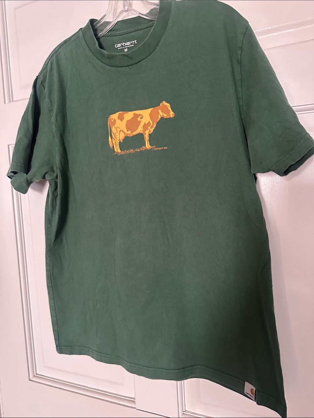 Carhartt Green Tee with Yellow Cow Graphic